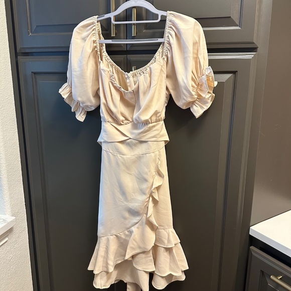 LYANER Square Neck Ruffle Wrap Mini‎ Dress Off Shoulder Flounce Short-Size XL - Picture 5 of 7